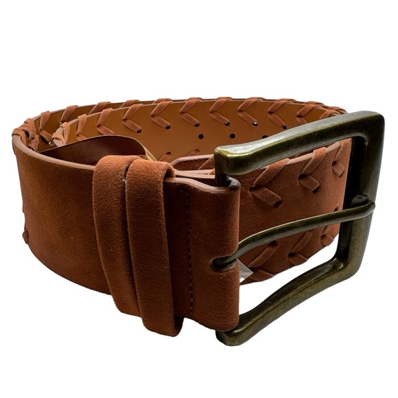 Maurices Faux Suede Leather Belt Women’s 42’ or XL Rust Color Stitching Detail - Picture 2 of 7